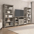 Tall Farmhouse TV Stand with 2 Bookcases