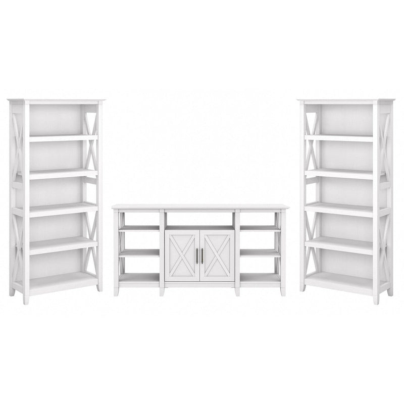 Tall Farmhouse TV Stand with 2 Bookcases