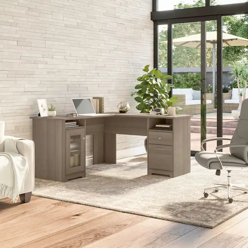 Cabot 60W L Shaped Computer Desk with Storage by Bush Furniture