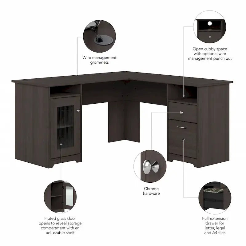 60W L Shaped Computer Desk with Storage