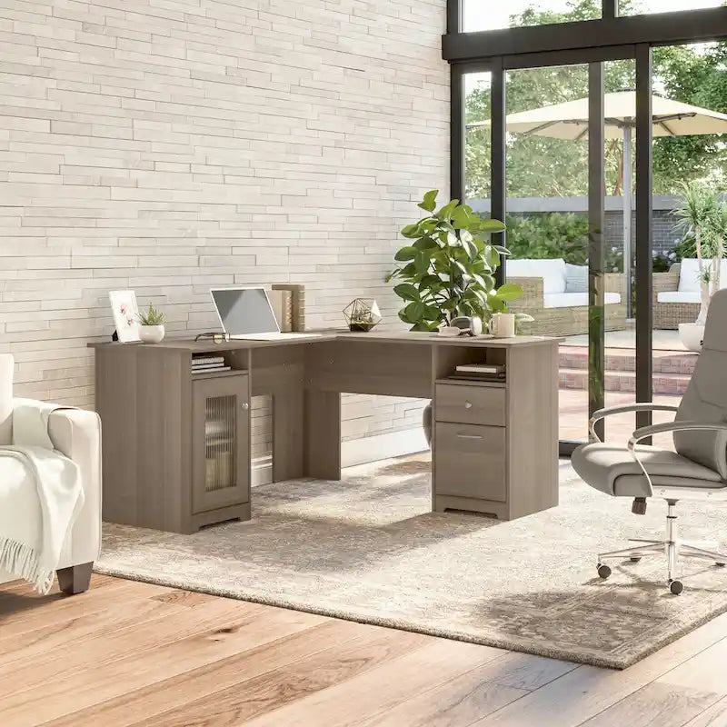 60W L Shaped Computer Desk with Storage