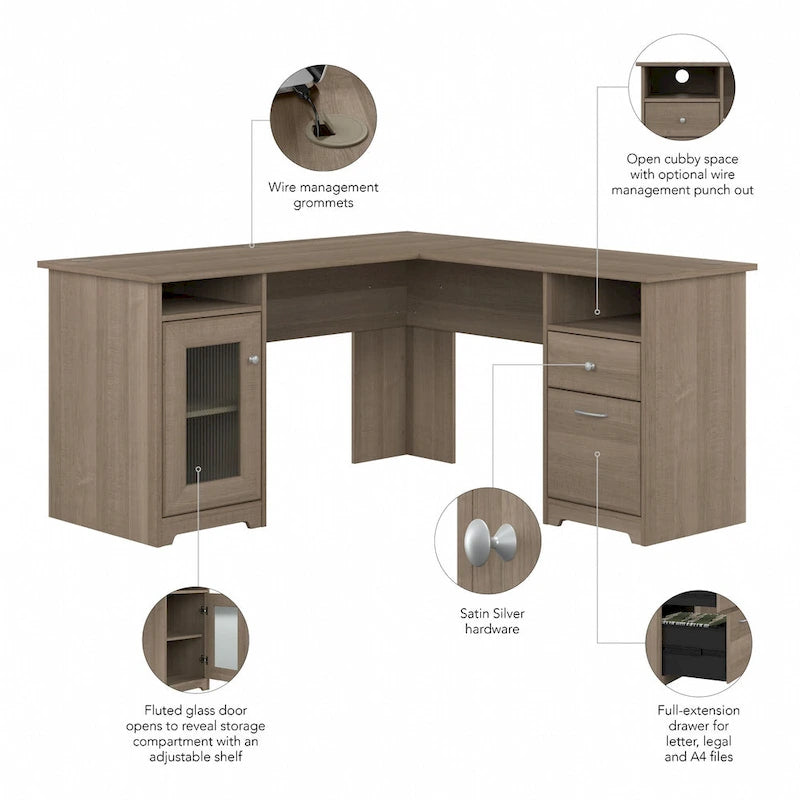 60W L Shaped Computer Desk with Storage