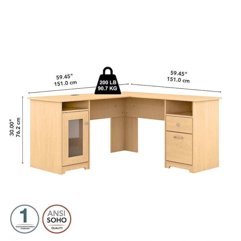 60W L Shaped Computer Desk with Storage