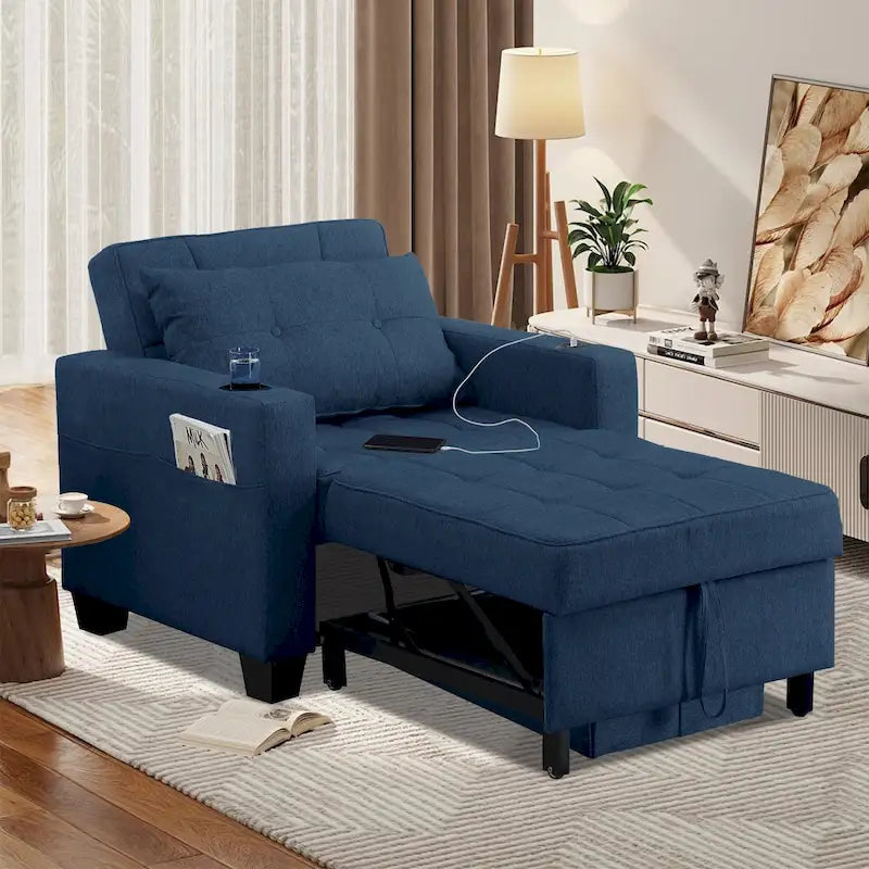 Futon Chair Bed Convertible Chair 3-in-1 Pull Out Sleeper Chair Beds for Living Room