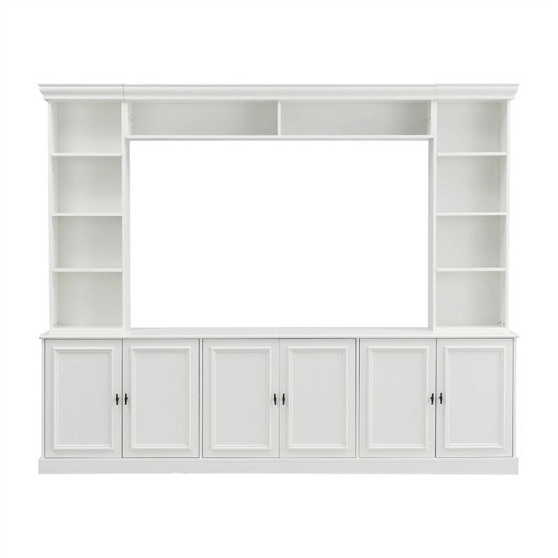 4-Piece Wall Unit Entertainment Center Set with Bookshelf , Versatile TV Stand with Adjustable Shelf, Media Console with Bridge