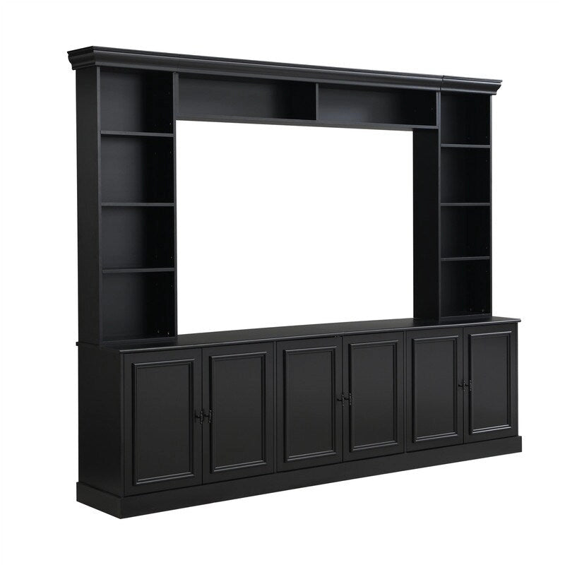 4-Piece Wall Unit Entertainment Center Set with Bookshelf , Versatile TV Stand with Adjustable Shelf, Media Console with Bridge