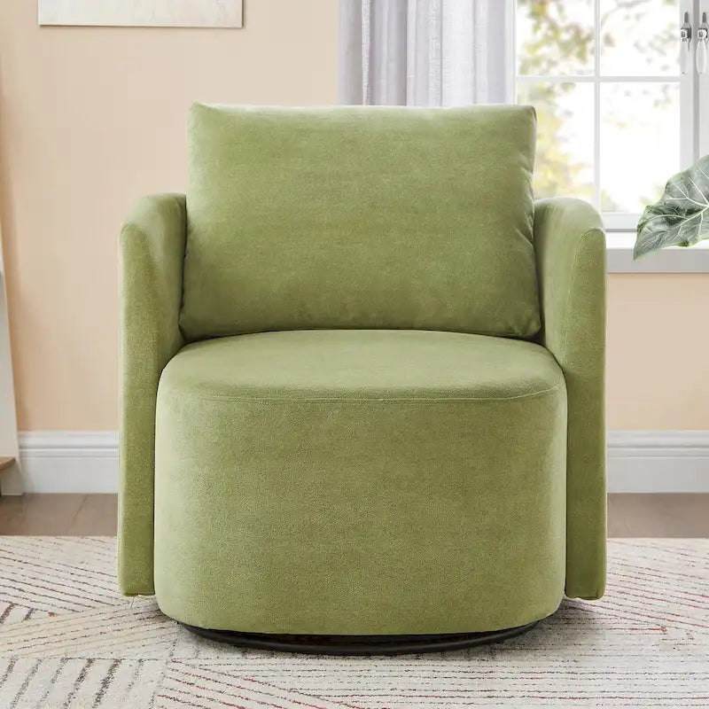 360 Swivel Chair, 29.9 Accent Barrel Armchair, Upholstered Swivel Sofa Chair with Curved Design