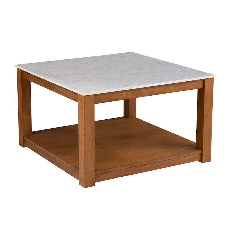 Natural Wood Two Tier Coffee Table