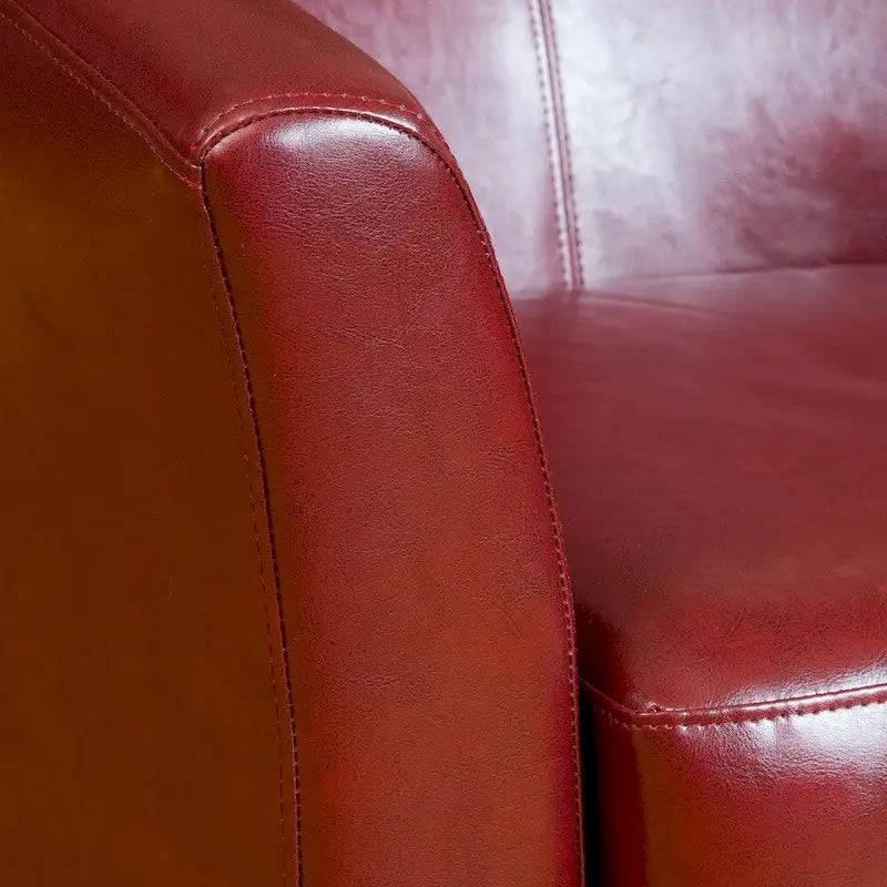 Oxblood Red Bonded Leather Tub Club Chair