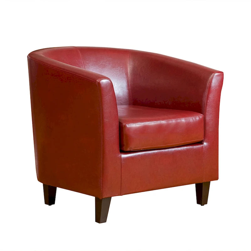 Oxblood Red Bonded Leather Tub Club Chair