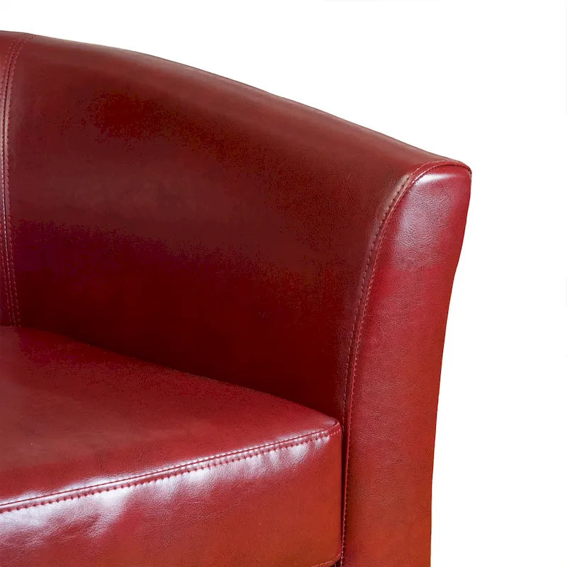 Oxblood Red Bonded Leather Tub Club Chair