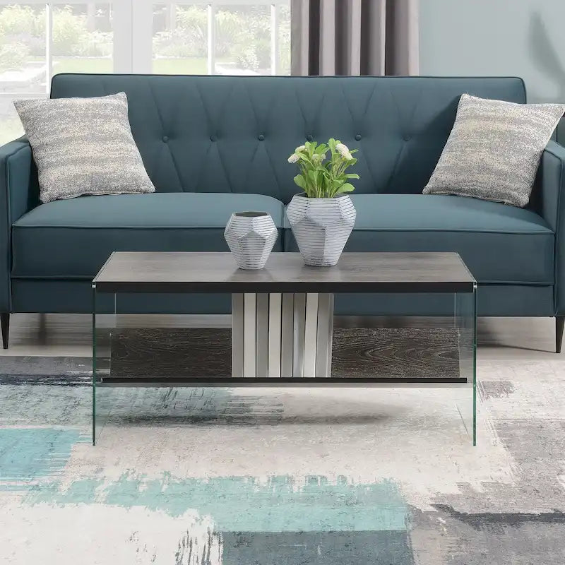Glass Coffee Table with Shelf