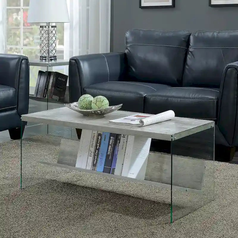 Glass Coffee Table with Shelf
