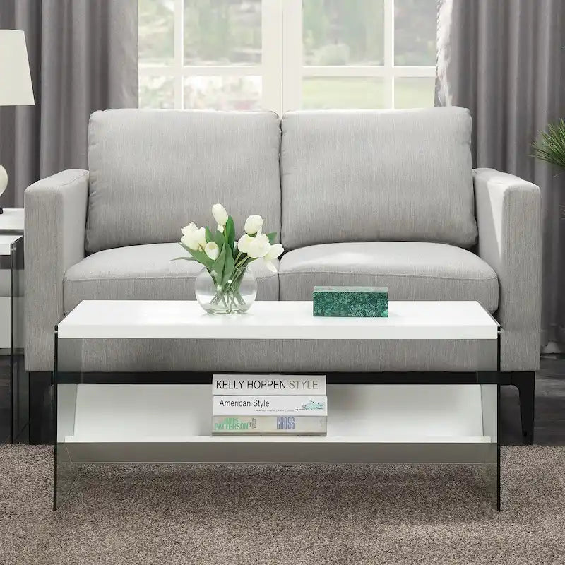 Glass Coffee Table with Shelf