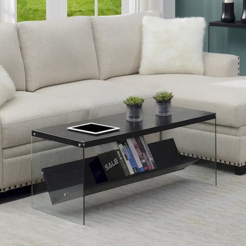 Glass Coffee Table with Shelf