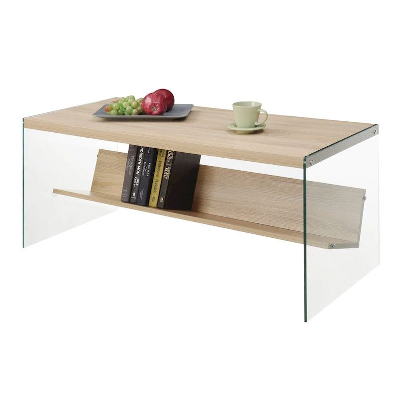 Glass Coffee Table with Shelf
