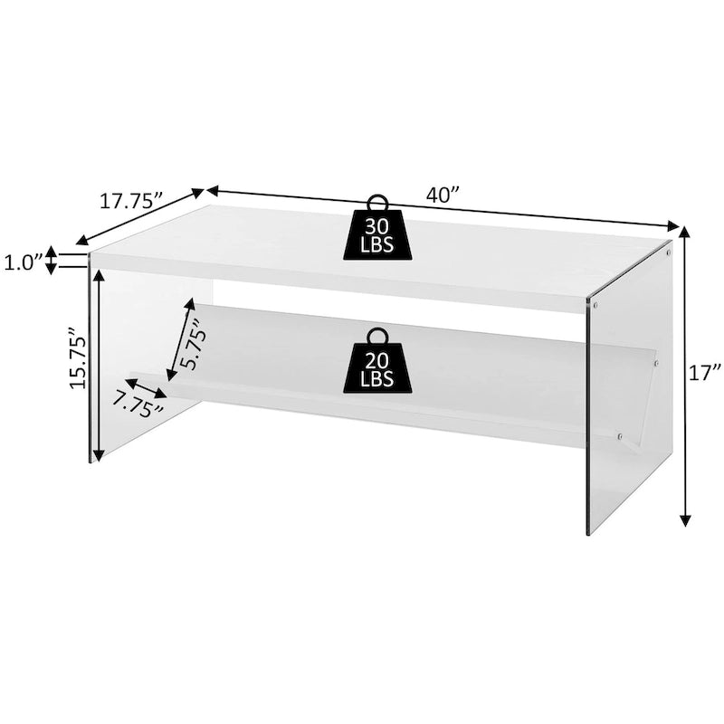 Glass Coffee Table with Shelf