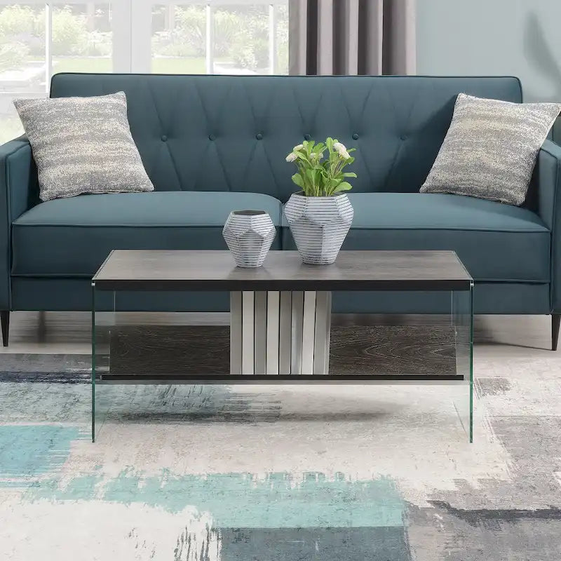 Glass Coffee Table with Shelf