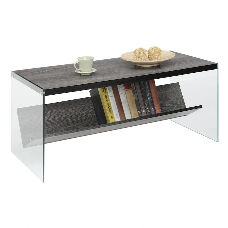Glass Coffee Table with Shelf