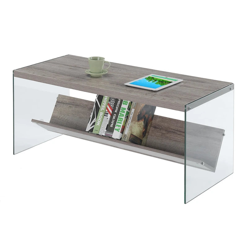 Glass Coffee Table with Shelf