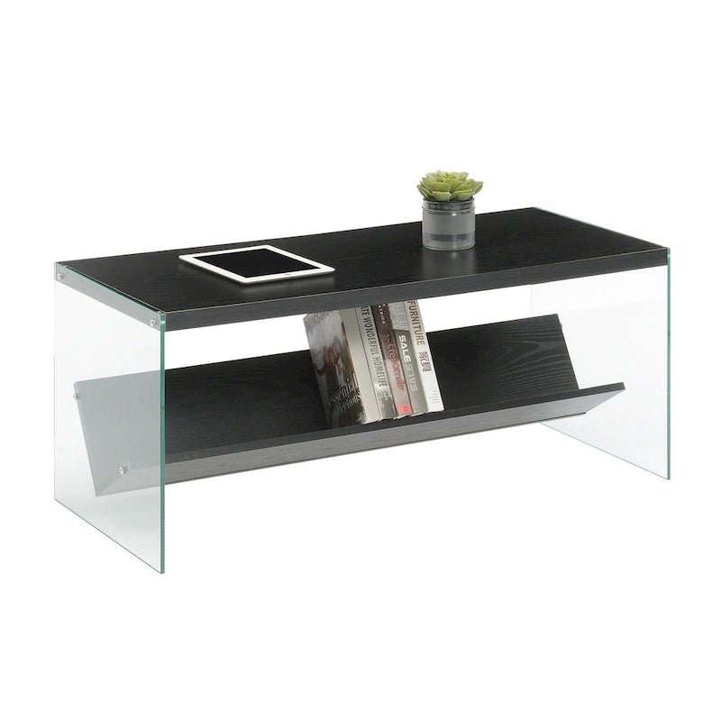 Glass Coffee Table with Shelf