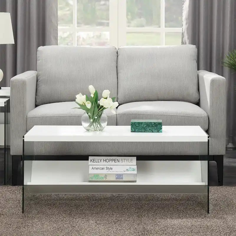 Glass Coffee Table with Shelf