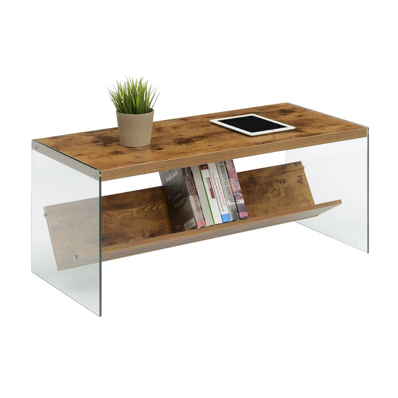 Glass Coffee Table with Shelf
