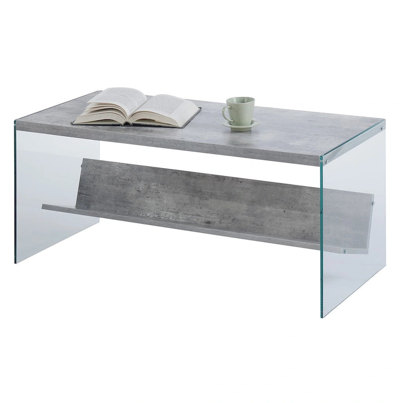 Glass Coffee Table with Shelf