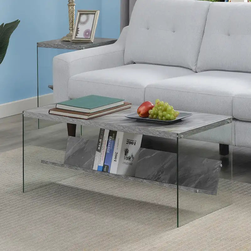 Glass Coffee Table with Shelf