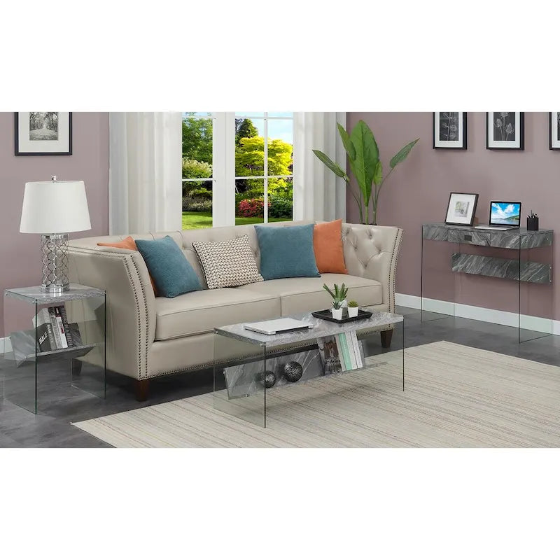 Glass Coffee Table with Shelf