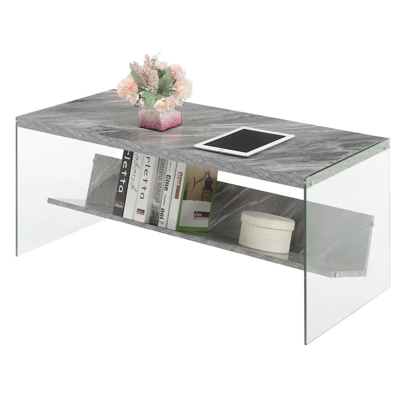 Glass Coffee Table with Shelf