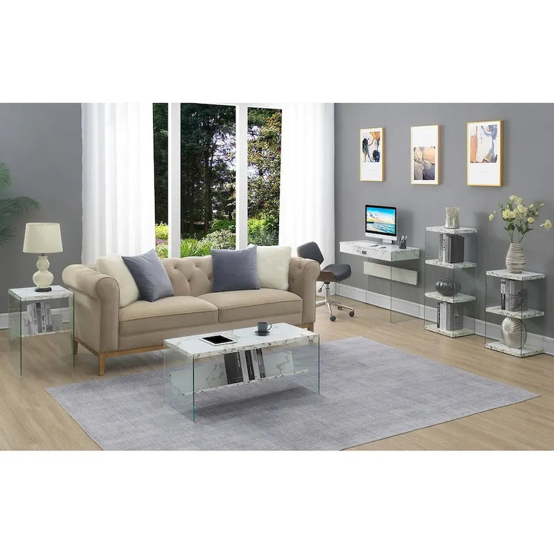 Glass Coffee Table with Shelf