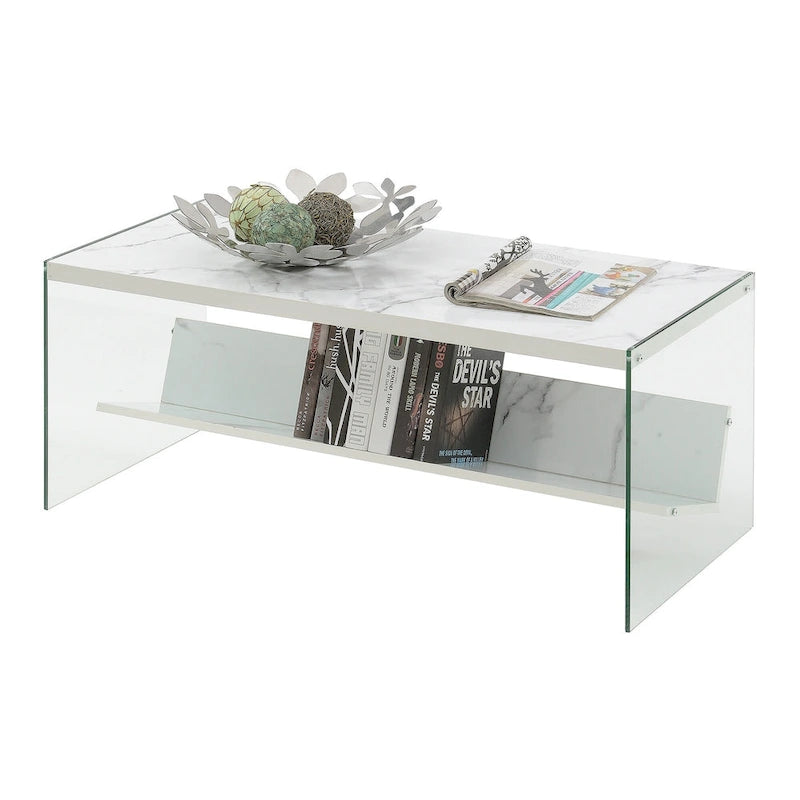 Glass Coffee Table with Shelf