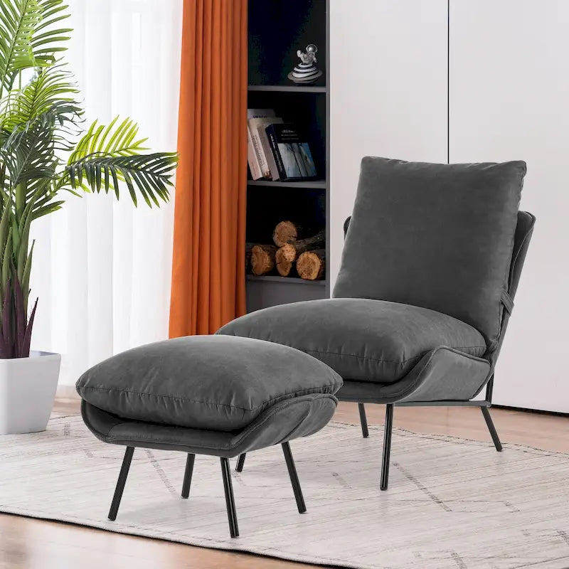 Accent Chair with Ottoman, Leathaire Fabric
