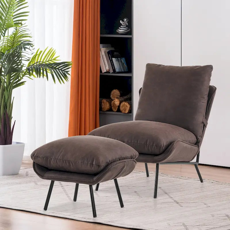 Accent Chair with Ottoman, Leathaire Fabric