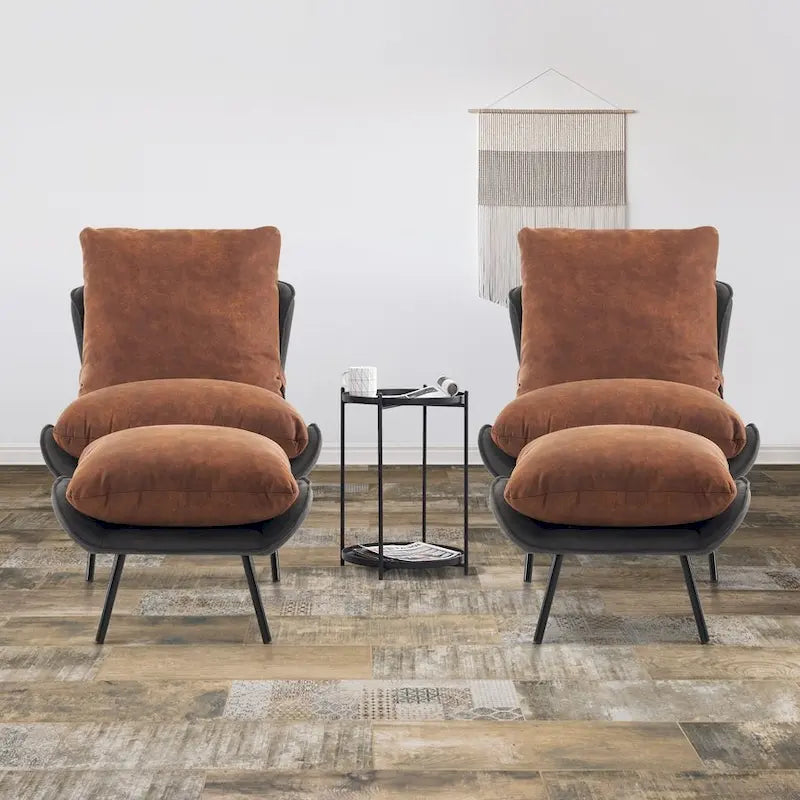 Accent Chair with Ottoman, Leathaire Fabric