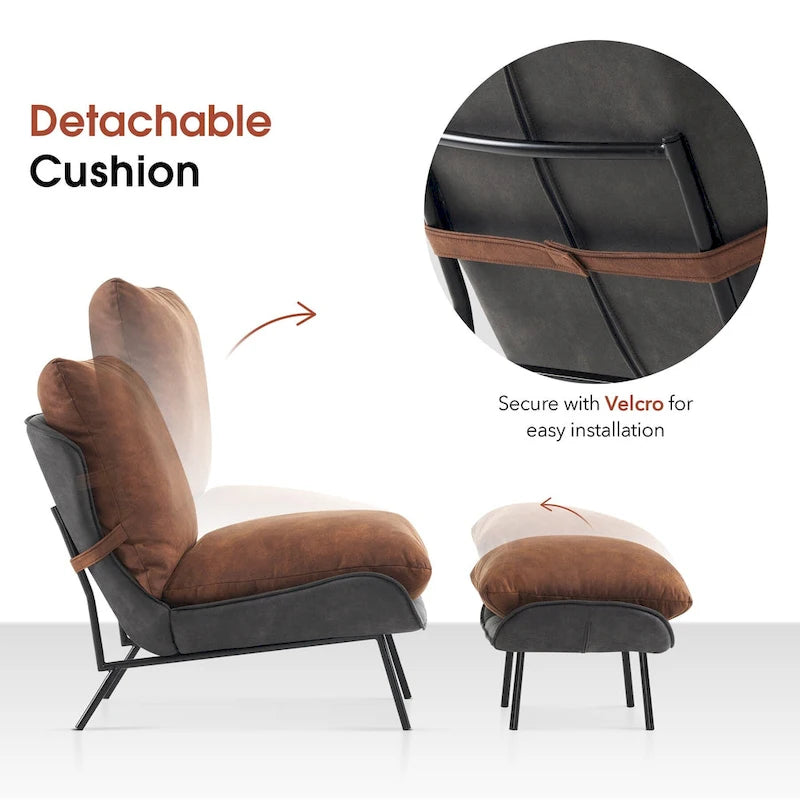 Accent Chair with Ottoman, Leathaire Fabric