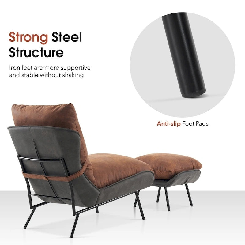 Accent Chair with Ottoman, Leathaire Fabric