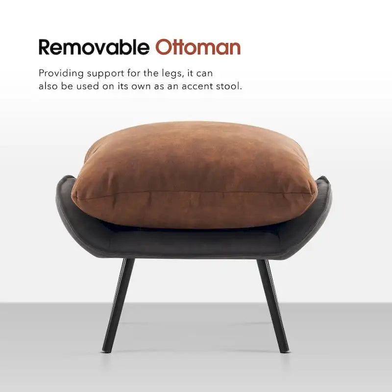 Accent Chair with Ottoman, Leathaire Fabric