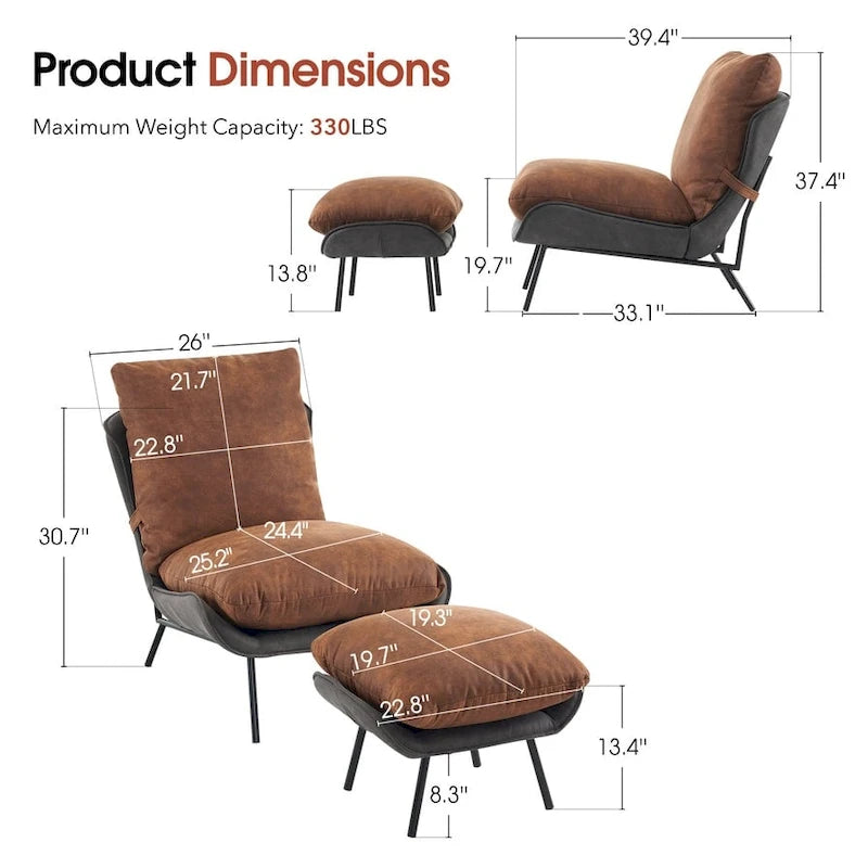 Accent Chair with Ottoman, Leathaire Fabric
