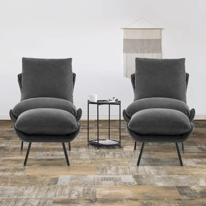Accent Chair with Ottoman, Leathaire Fabric