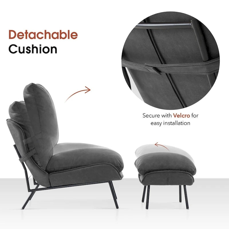 Accent Chair with Ottoman, Leathaire Fabric