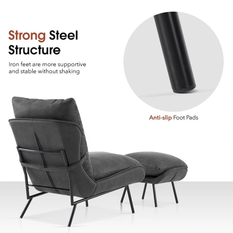 Accent Chair with Ottoman, Leathaire Fabric