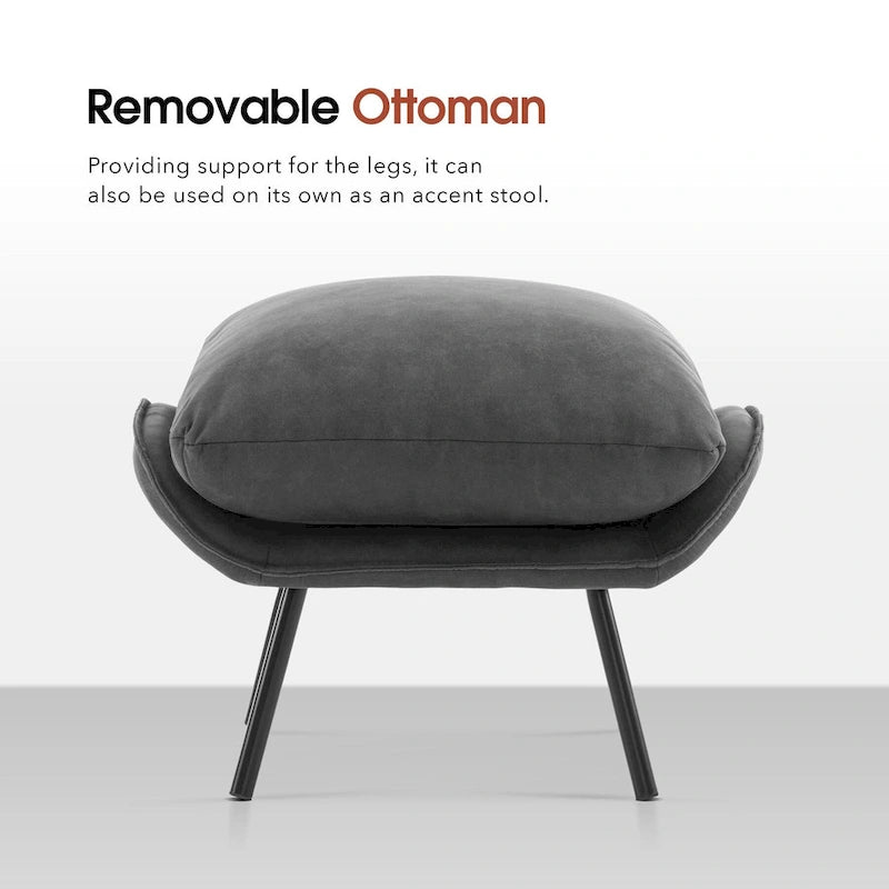 Accent Chair with Ottoman, Leathaire Fabric