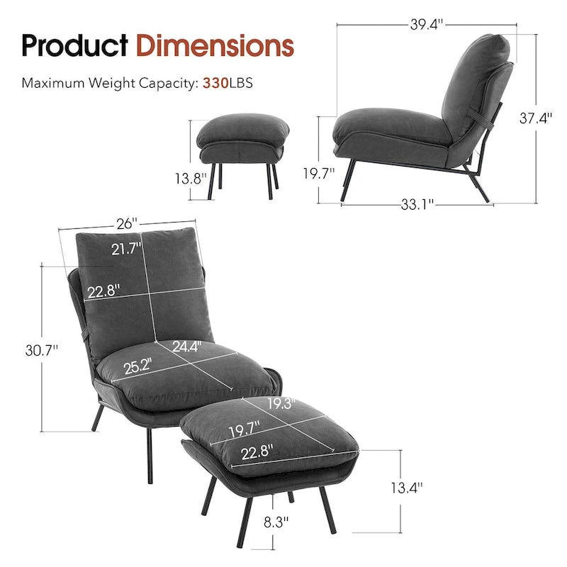 Accent Chair with Ottoman, Leathaire Fabric