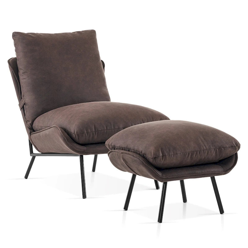 Accent Chair with Ottoman, Leathaire Fabric