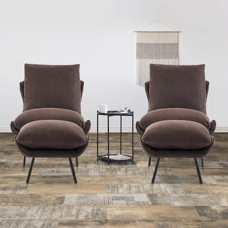 Accent Chair with Ottoman, Leathaire Fabric