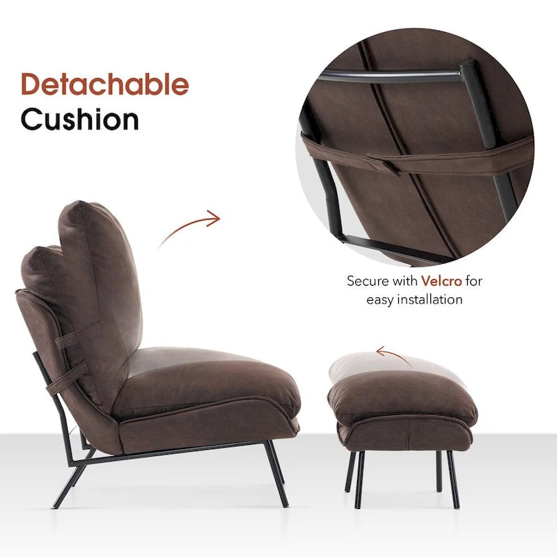 Accent Chair with Ottoman, Leathaire Fabric