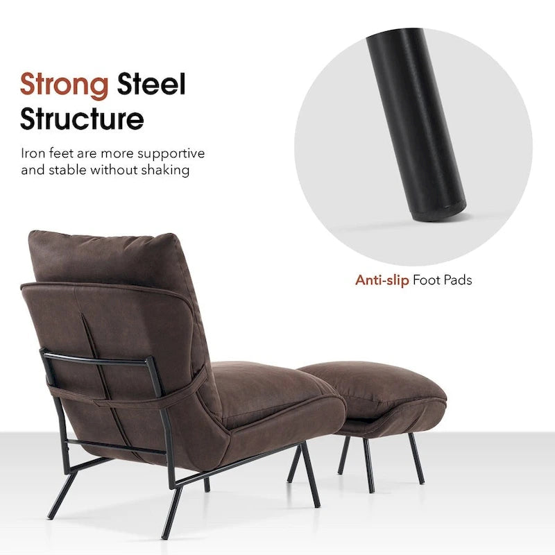 Accent Chair with Ottoman, Leathaire Fabric