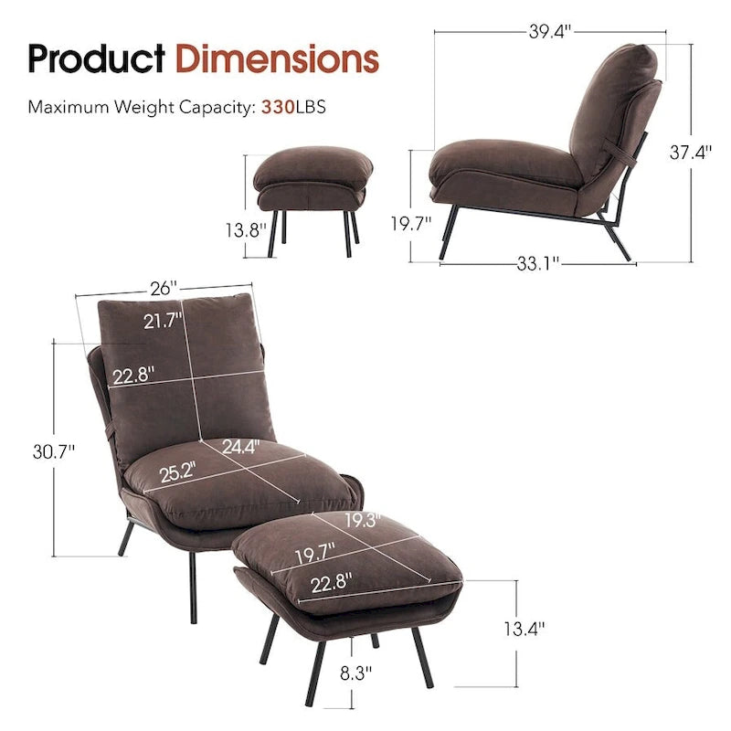 Accent Chair with Ottoman, Leathaire Fabric